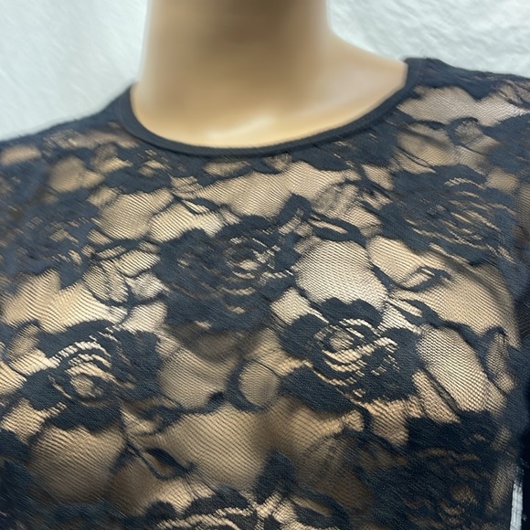 Women's Black Lace Long Sleeve Top - Picture 2 of 7